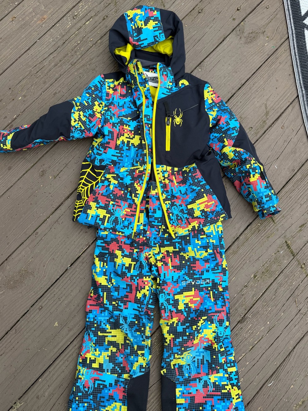 Spyder Kids Ski Jacket and Bib Set Digi Bug Design